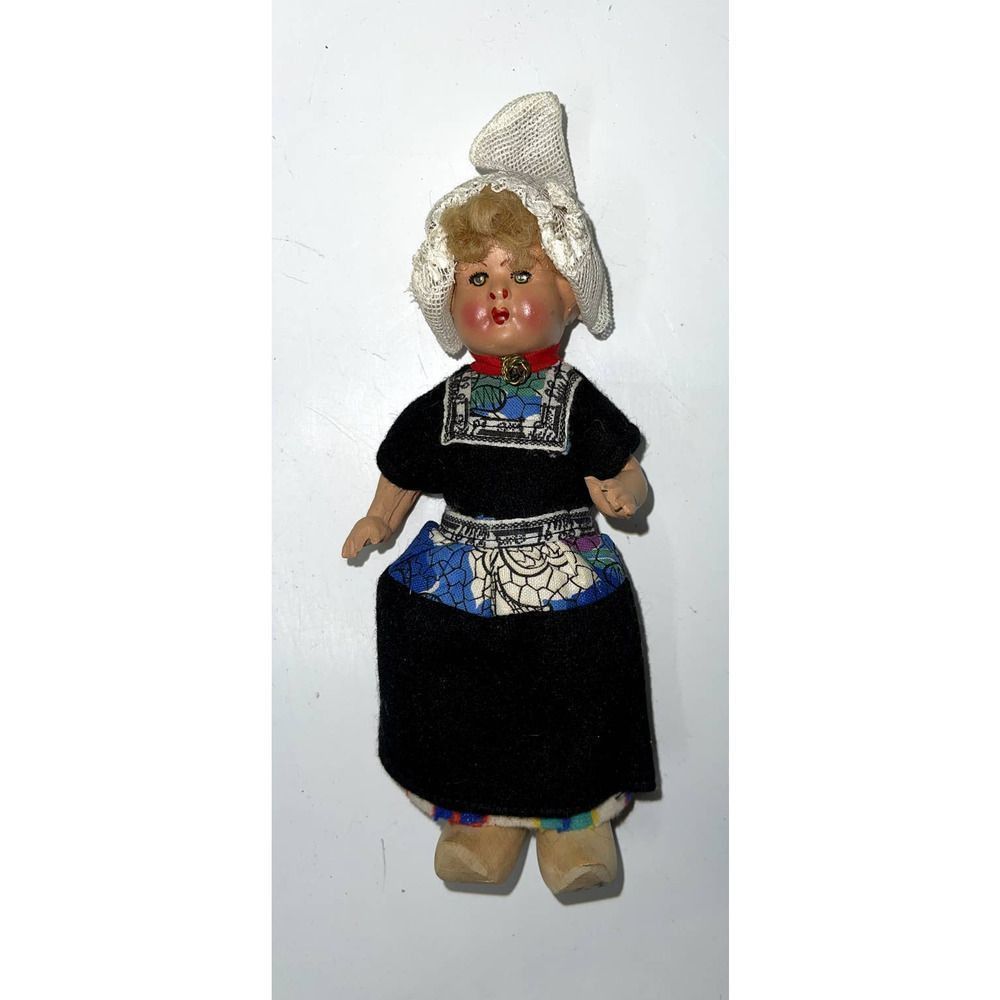 Made in Holland Dutch Doll with Clogs Vintage 7 inch Hand Painted - Picture 3 of 6